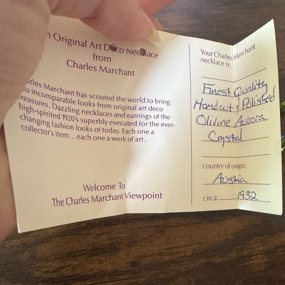 NWT Vintage Charles Marchant Watermelon Aurora Borealis Crystal Bead Necklace - Picture 8 of 10